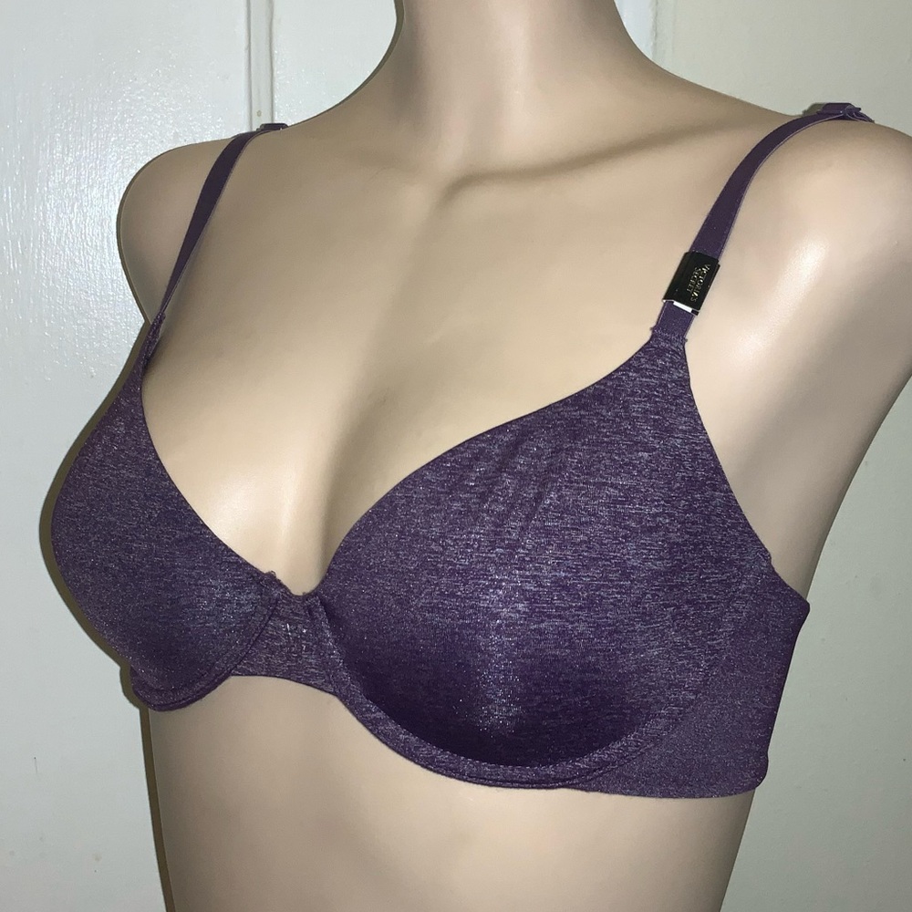 NWT VICTORIAS SECRET Unlined Semi Demi T-Shirt Bra Purple 32C